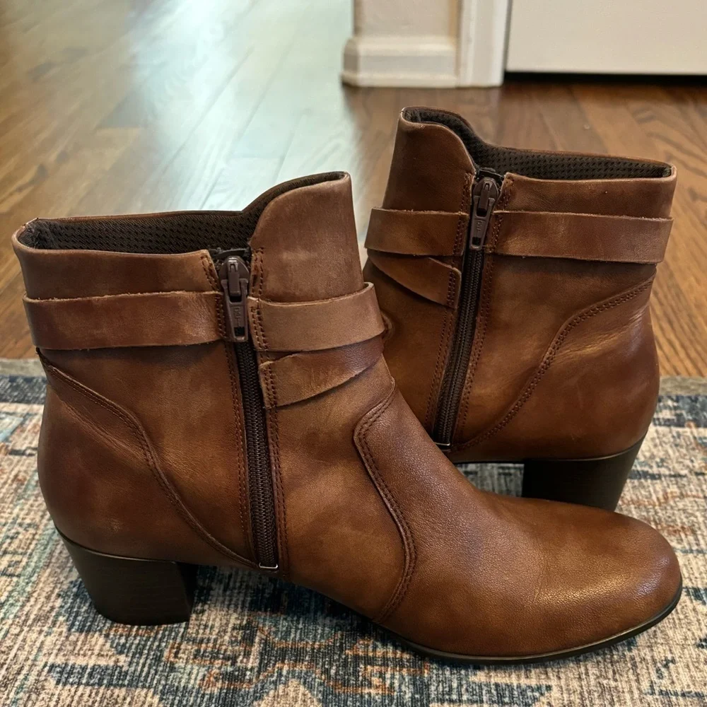 NEW Ecco | Shape‎ 35 Wrapped Shaft Bootie Cognac Brown Sz 40/9-9.5